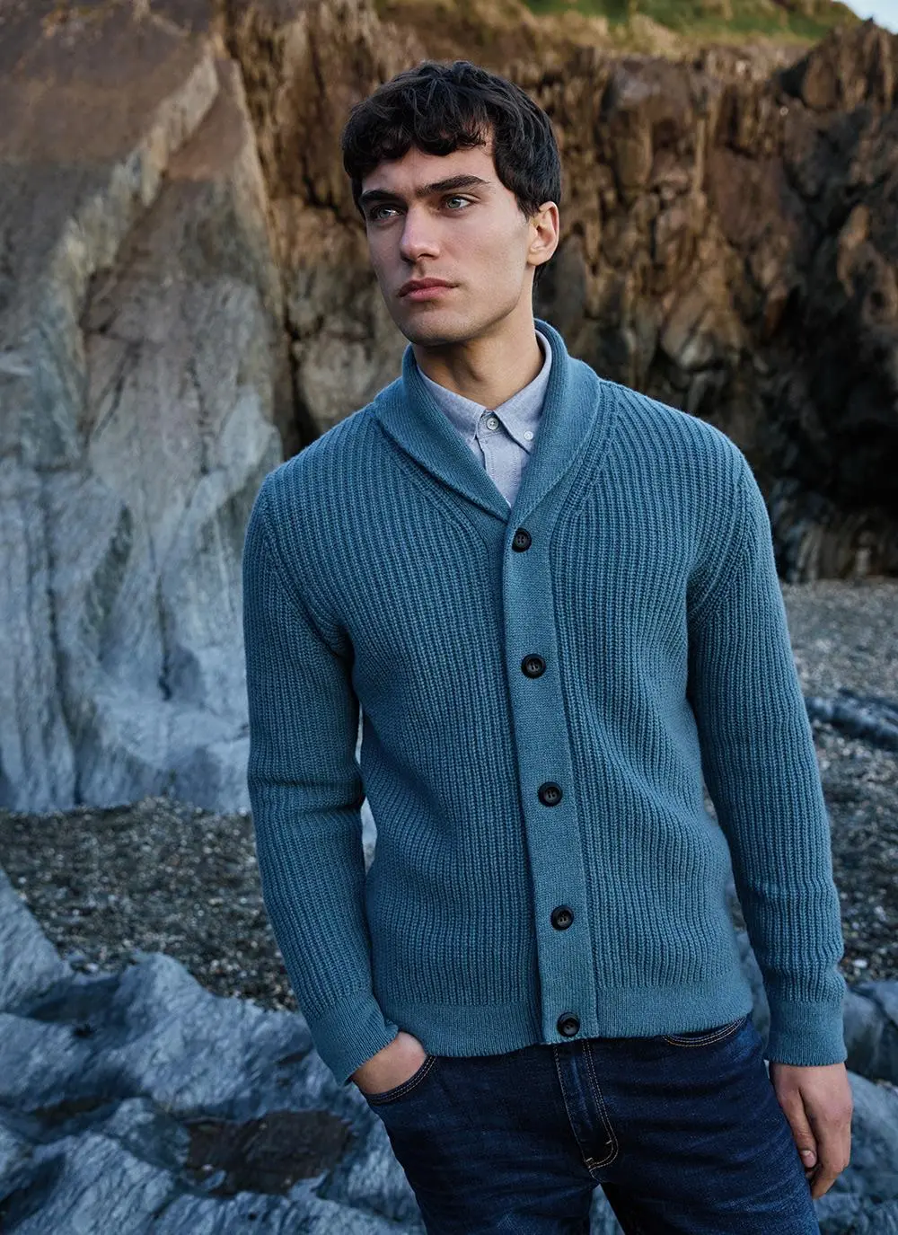 Fisherman Lambswool Shawl Collar Cardigan 